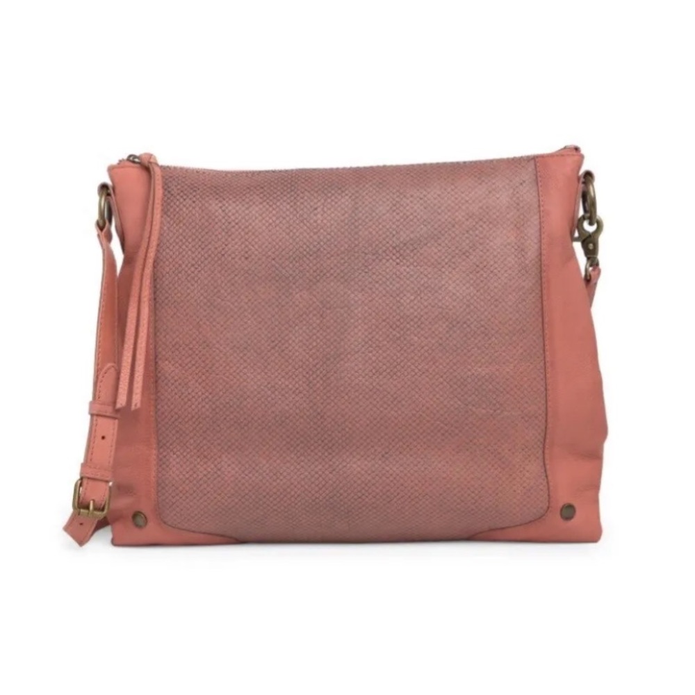 $288 Frye Pink Taupe Shiloh Leather Hobo Adjustable Shoulder Crossbody Bag